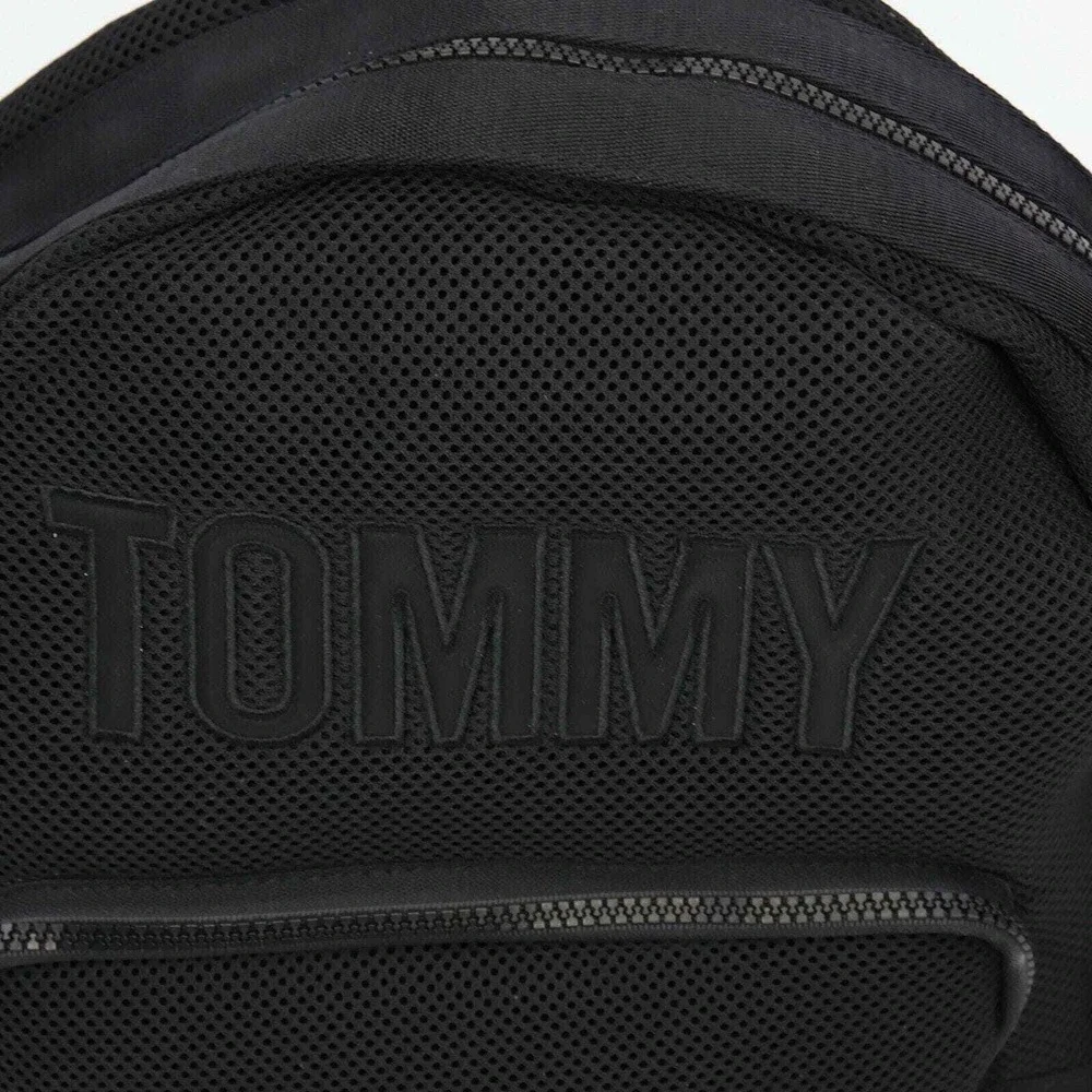 Tommy Hilfiger Mens‎ Black Mesh Logo Backpack Bag 6948603 990 NEW